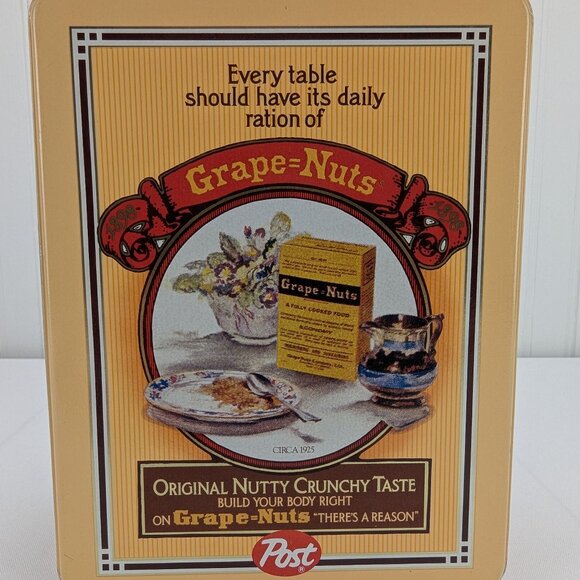 Post Grapenuts Metal Replica Tin Storage Container General Foods Empty Retro - Picture 1 of 9